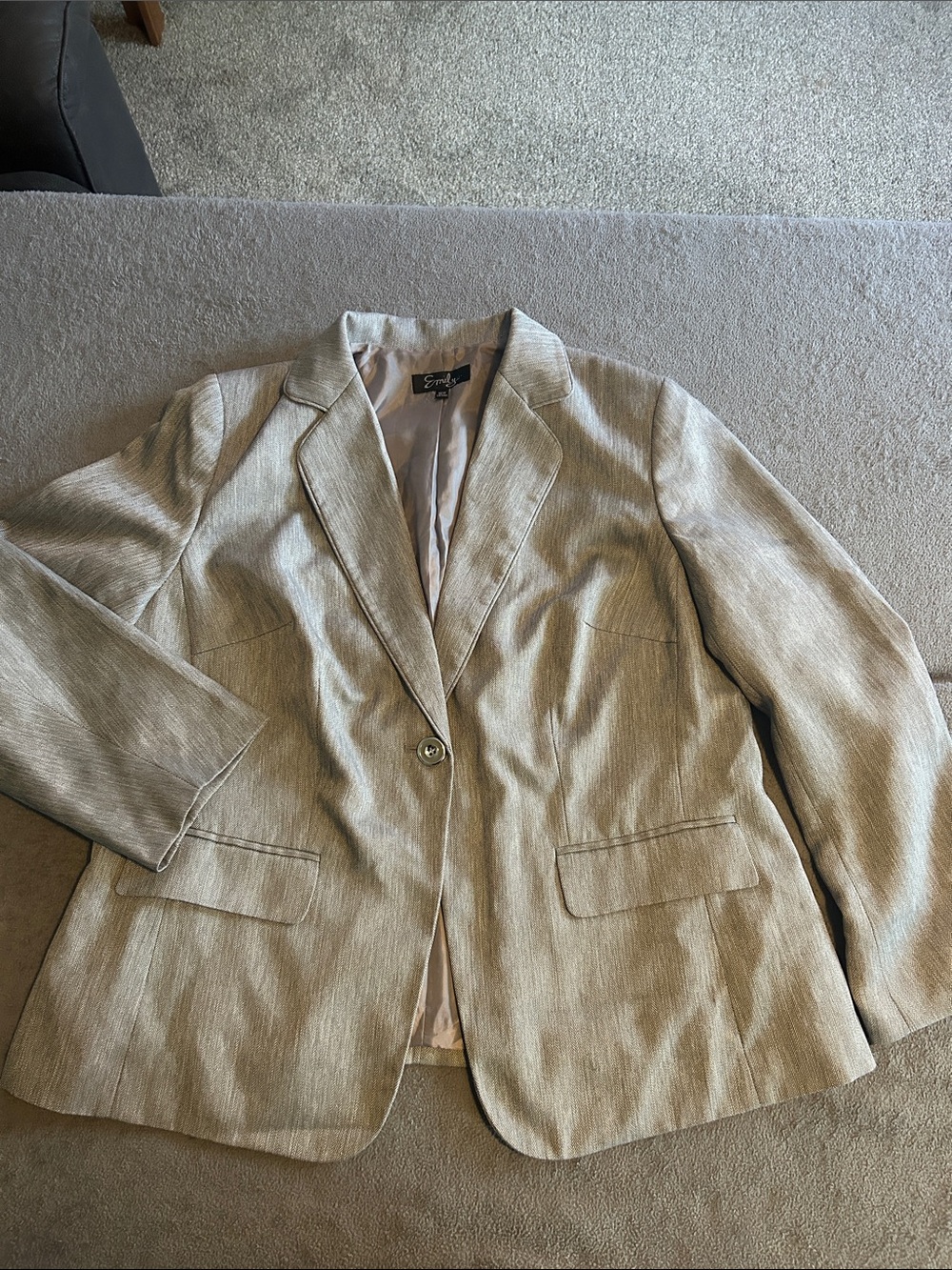 Emily Light gray single-Button Notch Collar Blazer